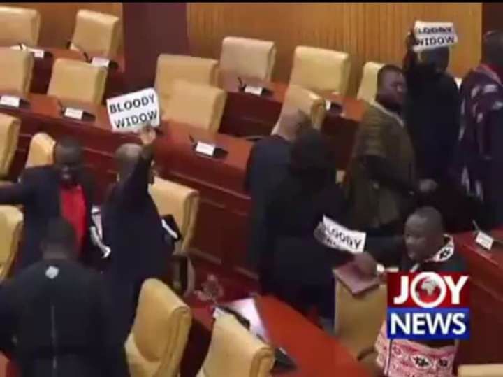 Audio: NDC MPs to be sanctioned over bloody widow placards