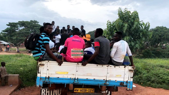 BECE students transported in a truck BECE students transported in a truck