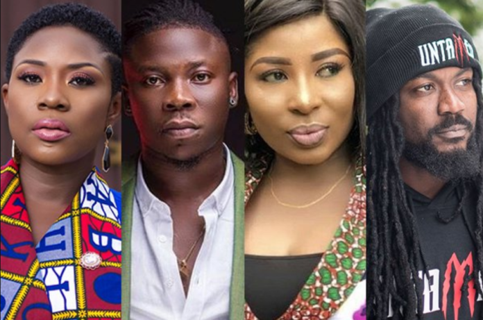 From left to right Emelia Brobbey, Stonebwoy, Gloria Sarfo and Samini
