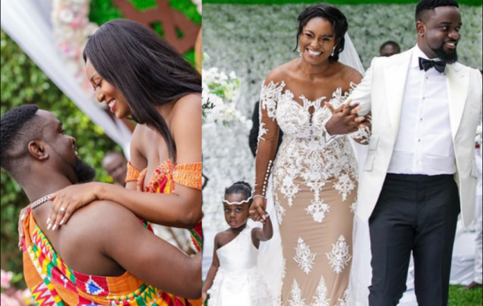 Sarkodie and wife Tracy with daughter Titi