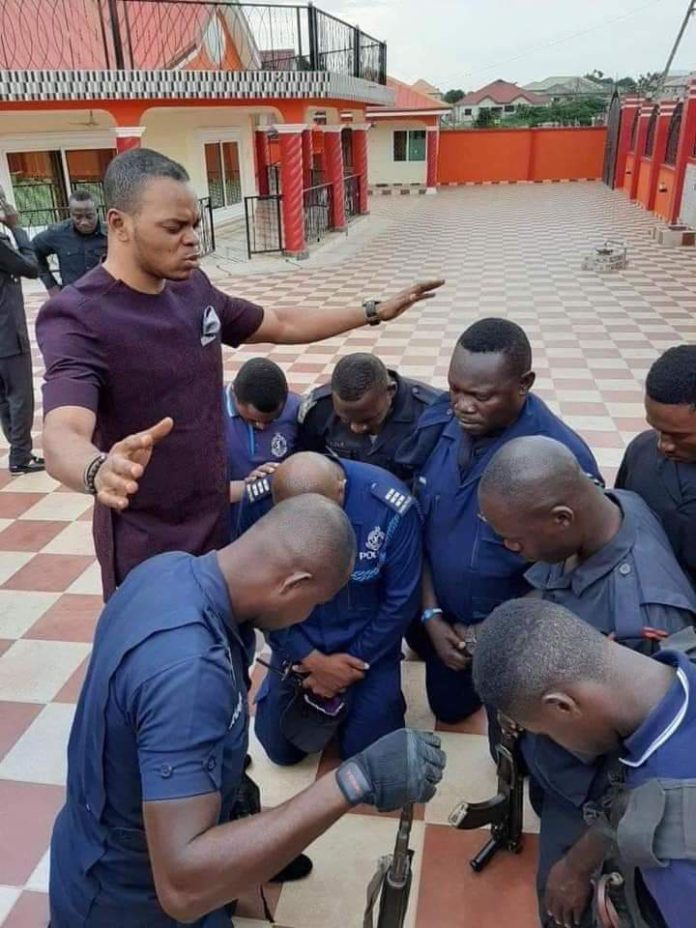 Policemen receive blessings from Angel Obinim