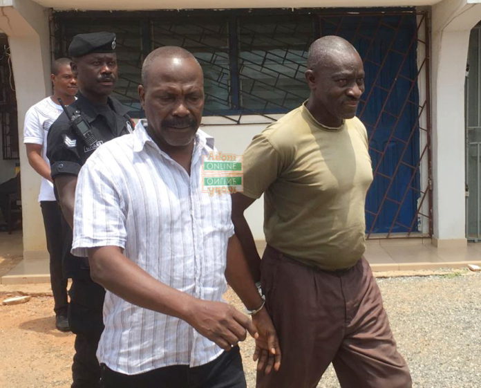 Discharged Colonel Gershon Akpa (in army green shirt) coup plotters for court