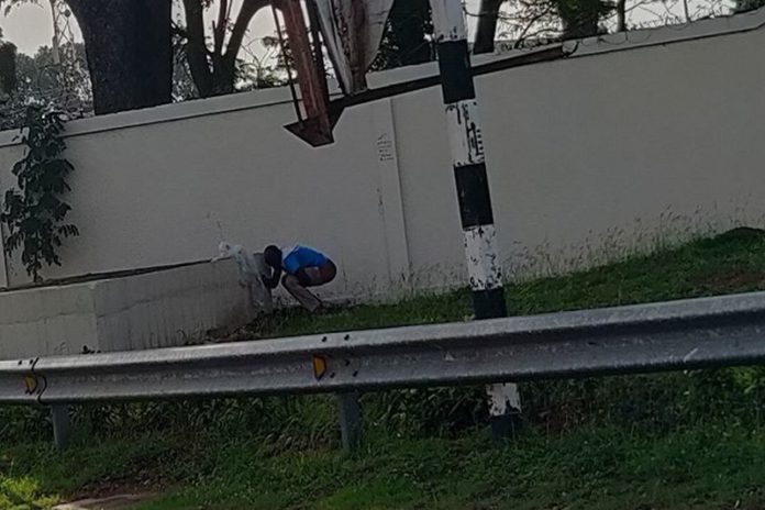 The man taking a dump in front of the seat of presidency The man taking a dump in front of the seat of presidency