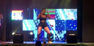 An energised Vanessa Nice performing on stage