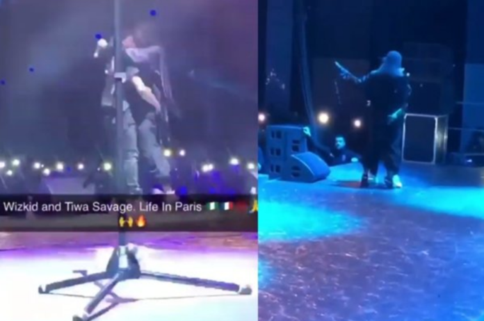 Wizkid and Tiwa Savage kiss on stage Popular Nigerian singers, Tiwa Savage and Wizkid, who are supposedly best friends, shared a kiss while the latter grabbed the former’s bum on stage in Paris, France.