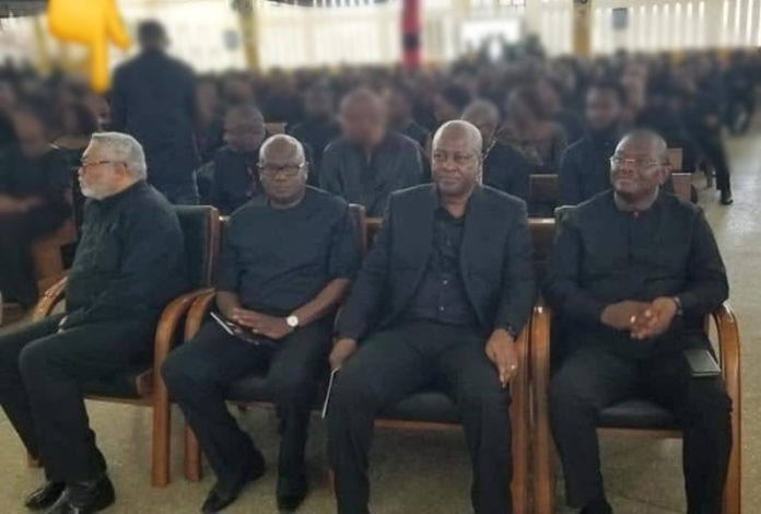 Former President Rawlings at Funeral with John Mahama Former President Rawlings at Funeral with John Mahama