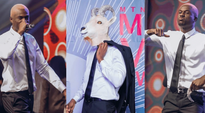 Joey B with the goat costume Joey B with the goat mask
