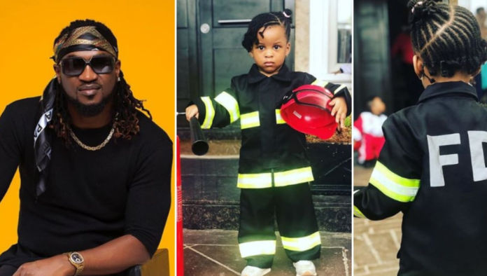 Paul Okoye's daughter dressed in 'fire department' uniform Paul Okoye's daughter dressed in 'fire department' uniform