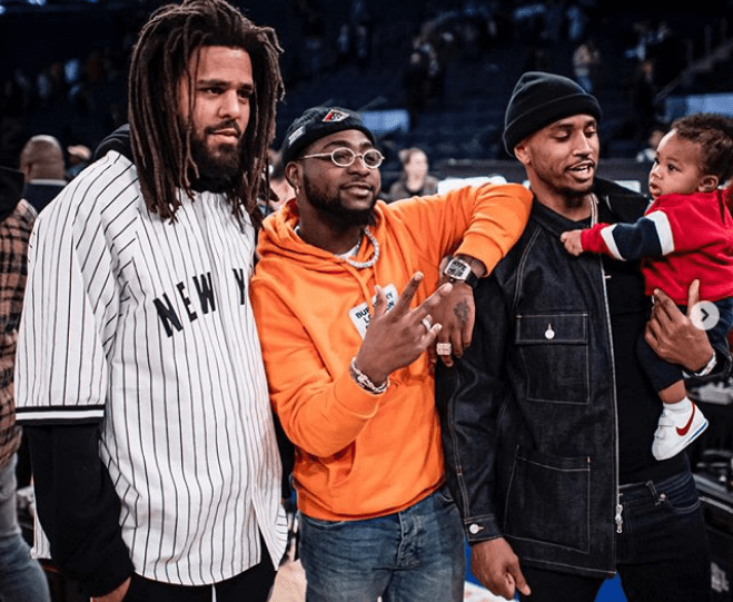 J Cole, (L), Davido (M) and Trey Songz at Madison Square Garden J Cole, (L), Davido (M) and Trey Songz at Madison Square Garden