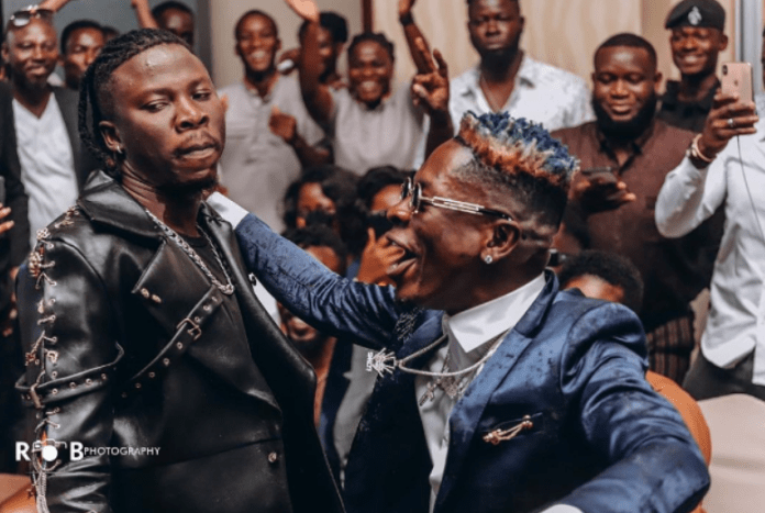 Stonebwoy (L) and Shatta Wale at 4Syte Music Awards 2019 Stonebwoy (L) and Shatta Wale at 4Syte Music Awards 2019