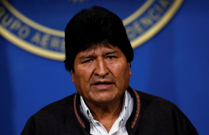 Bolivia's President Evo Morales addresses the media at the presidential hangar in the Bolivian Air Force terminal in El Alto, Bolivia, on November 10, 2019.REUTERS Bolivia's President Evo Morales addresses the media at the presidential hangar in the Bolivian Air Force terminal in El Alto, Bolivia, on November 10, 2019.REUTERS