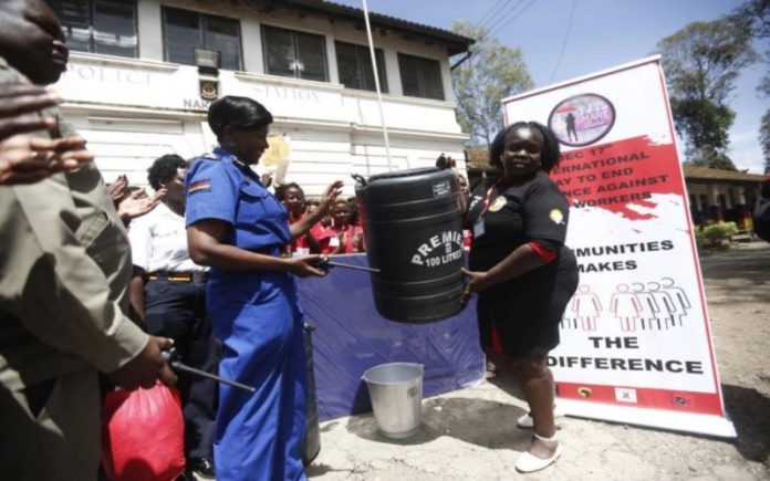 Sex workers donate items to police (Photos/Kipsang) Sex workers donate items to police (Photos/Kipsang)