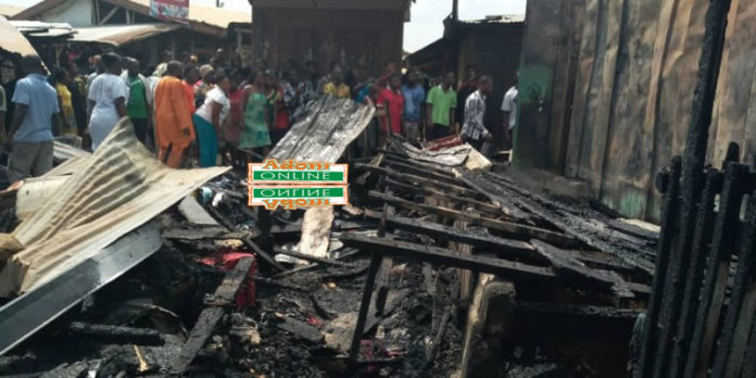 The burnt items included clothes, sewing machines, food items and other goods worth several thousands of Ghana Cedis The burnt items included clothes, sewing machines, food items and other goods worth several thousands of Ghana Cedis.