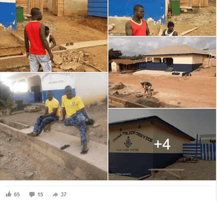 The officers, stationed at Assin Awisem in the Assin Central Constituency, contributed money and labour to give the structure a facelift The officers, stationed at Assin Awisem in the Assin Central Constituency, contributed money and labour to give the structure a facelift