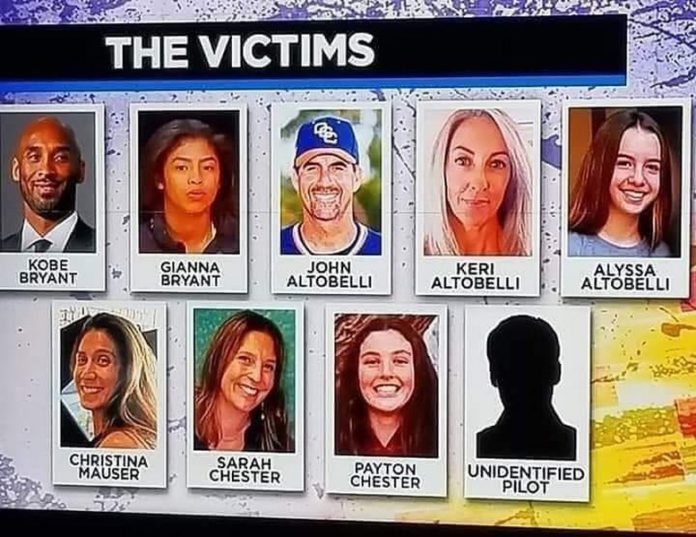Identities of the nine victims who died in tragic Kobe Bryant helicopter crash Identities of the nine victims who died in tragic Kobe Bryant helicopter crash