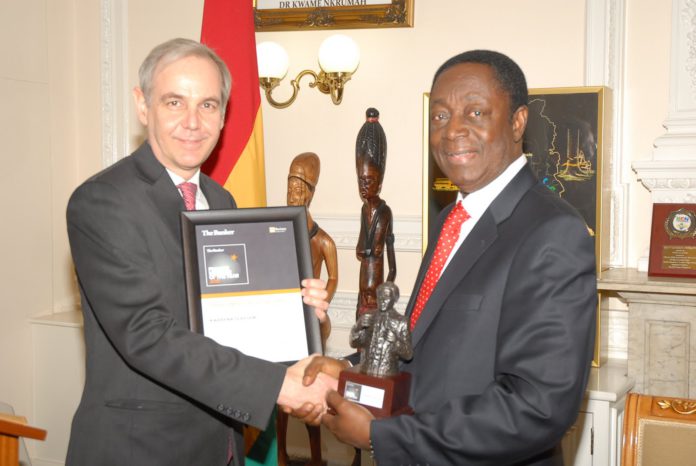Dr Kwabena Duffuor, receiving the 'The Banker' African Finance Minister of the Year Award at a ceremony in London Dr Kwabena Duffuor, receiving the 'The Banker' African Finance Minister of the Year Award at a ceremony in London