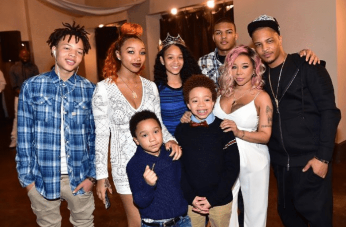 T.I with his wife, Tiny and their kids T.I with his wife, Tiny and their kids