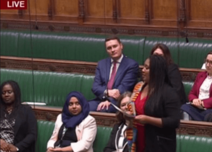 Labour Member of Parliament for Streatham, Bell Ribeiro-Addy addressing the House of Commons Labour Member of Parliament for Streatham, Bell Ribeiro-Addy addressing the House of Commons
