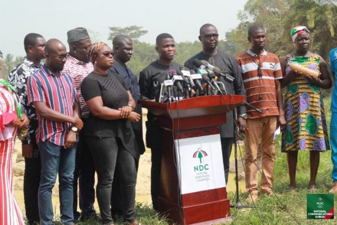 NDC addressing the press at the bank of River Pra NDC addressing the press at the bank of River Pra