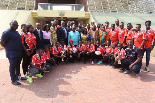 President Akufo-Addo in a group photo with Ghana Rugby Executives and players President Akufo-Addo in a group photo with Ghana Rugby Executives and players