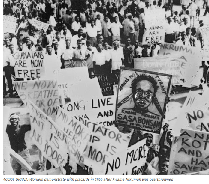 image-353 Workers jubilate after Kwame Nkrumah overthrow