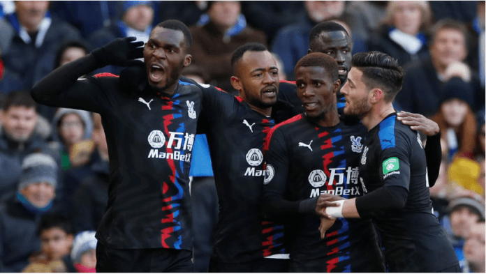 Jordan Ayew celebrates with Palace teammates Jordan Ayew celebrates with Palace teammates