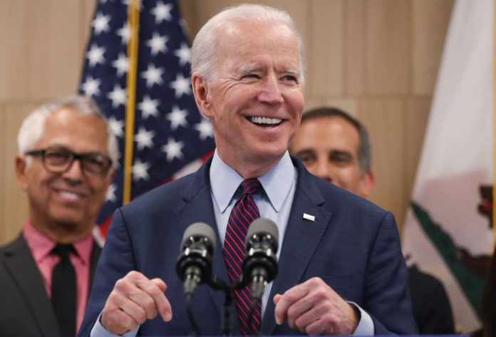 Joe Biden meets African-American woman Joe Biden meets African-American woman