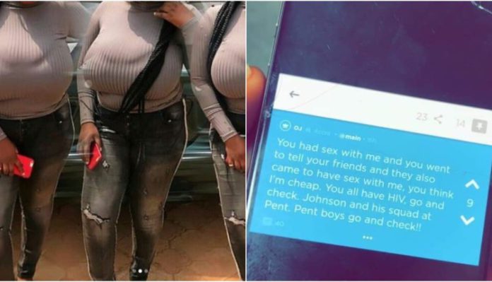 SLAY QUEEN Picture of the supposed Slay Queen with her text to the 16 Pent boys