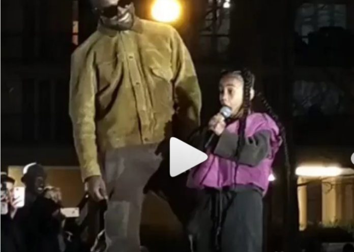 Kanye West's daughter gives surprise performance at Yeezy's Paris show Kanye West's daughter gives surprise performance at Yeezy's Paris show