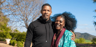 L-R: Jamie Foxx and GUBA Enterprise boss Dentaa Amoateng