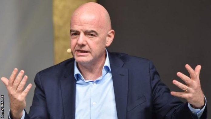 The Fifa president Gianni Infantino was speaking to Fifa's 211 member associations on Friday The Fifa president Gianni Infantino was speaking to Fifa's 211 member associations on Friday