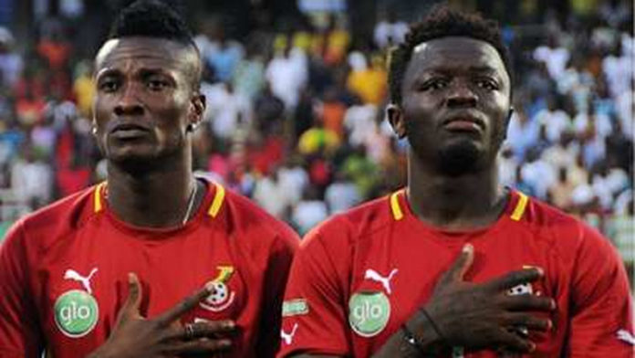 Asamoah Gyan and Sulley Muntari Asamoah Gyan and Sulley Muntari