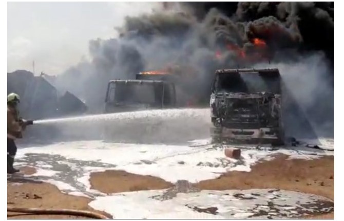 Explosion Diesel Tankers gutted by fire