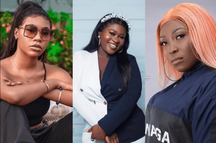 File photo: L-R: Freda Rhymz, Sista Afia and Eno Barony File photo: L-R: Freda Rhymz, Sista Afia and Eno Barony