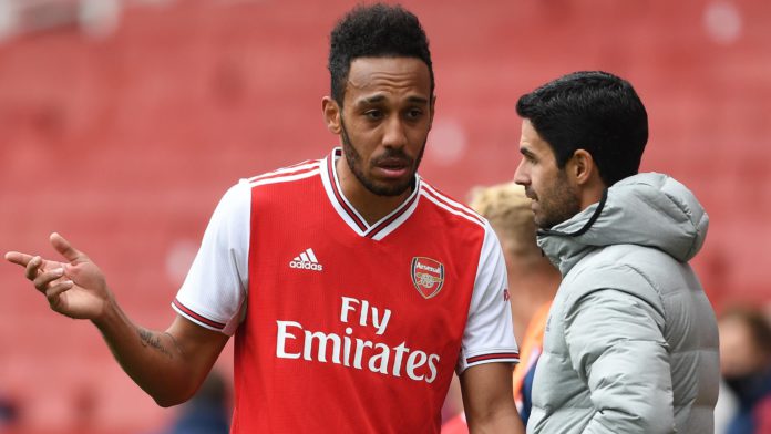 Arsenal Head Coach Mikel Arteta talks to Pierre-Emerick Aubameyang at half time during a friendly match between Arsenal and Charlton Athletic at Emirates Stadium on June 06, 2020 Image credit: Getty Images Arsenal Head Coach Mikel Arteta talks to Pierre-Emerick Aubameyang at half time during a friendly match between Arsenal and Charlton Athletic at Emirates Stadium on June 06, 2020 Image credit: Getty Images