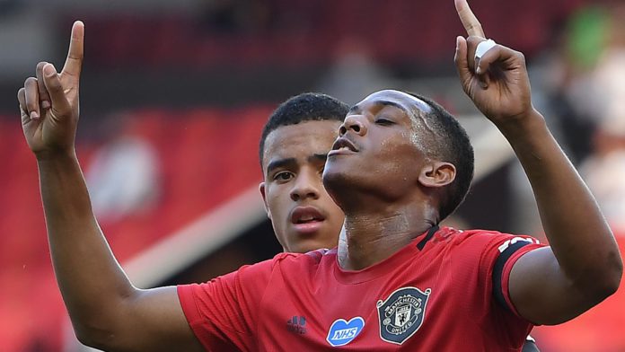 Manchester United's French striker Anthony Martial celebrates scoring his team's second goal against Sheffield United Image credit: Getty Images Manchester United's French striker Anthony Martial celebrates scoring his team's second goal against Sheffield United Image credit: Getty Images