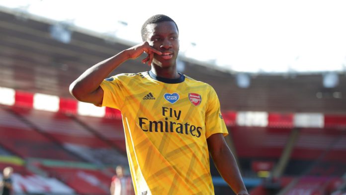 Eddie Nkethia of Arsenal celebrates after he scores a goal to make it 1-0 following a mistake from Alex McCarthy of Southampton during the Premier League match between Southampton FC and Arsenal FC at St Mary's Stadium Image credit: Getty Images Eddie Nkethia of Arsenal celebrates after he scores a goal to make it 1-0 following a mistake from Alex McCarthy of Southampton during the Premier League match between Southampton FC and Arsenal FC at St Mary's Stadium Image credit: Getty Images