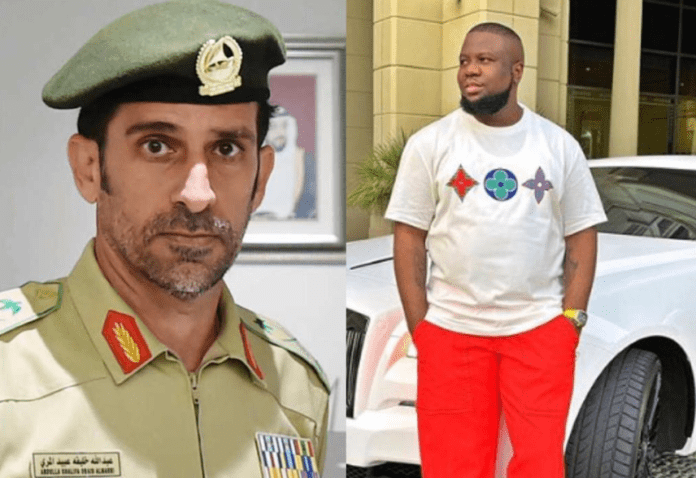 L-R: Dubai’s Police’s Commander-in-Chief, Abdullah Khalifa Al Marri & Hushpuppi L-R: Dubai’s Police’s Commander-in-Chief, Abdullah Khalifa Al Marri & Hushpuppi