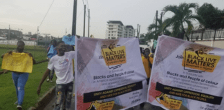 Some group of Nigerians took the streets of Lagos to protest the killing of George Floyd