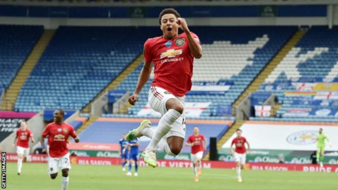 Jesse Lingard's only Premier League goal of the 2019-20 season came on the final day in his side's 2-0 win over Leicester City Jesse Lingard's only Premier League goal of the 2019-20 season came on the final day in his side's 2-0 win over Leicester City