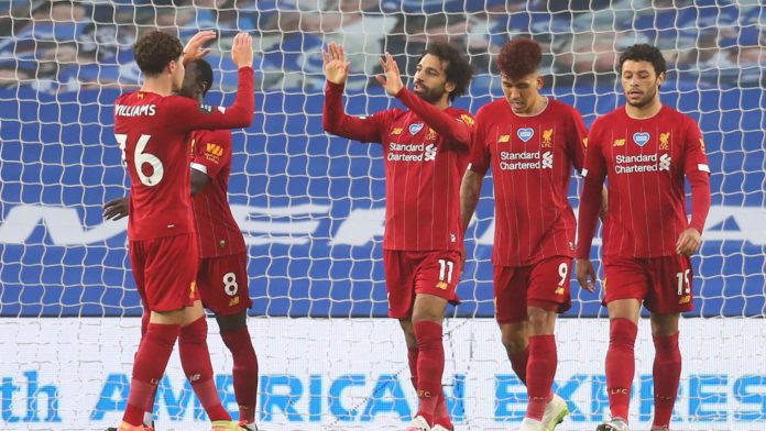 Mohamed Salah ouvre le score pour Liverpool face à Brighton le 8 juillet 2020 en Premier League Image credit: Getty Images Mohamed Salah ouvre le score pour Liverpool face à Brighton le 8 juillet 2020 en Premier League Image credit: Getty Images