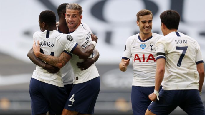 Toby Alderweireld of Tottenham Hotspur celebrates after scoring his sides second goal during the Premier League match between Tottenham Hotspur and Arsenal FC at Tottenham Hotspur Stadium Image credit: Getty Images Toby Alderweireld of Tottenham Hotspur celebrates after scoring his sides second goal during the Premier League match between Tottenham Hotspur and Arsenal FC at Tottenham Hotspur Stadium Image credit: Getty Images