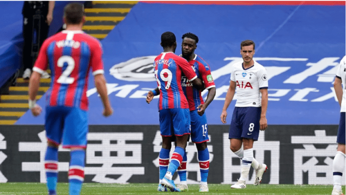 Jeffery Schlupp celebrates with Palace teammate Jeffery Schlupp celebrates with Palace teammate