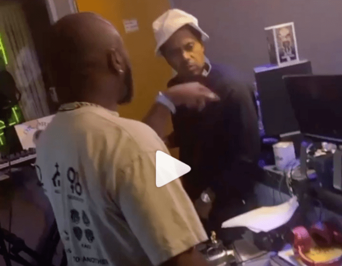 Davido and Nas recording in the studio