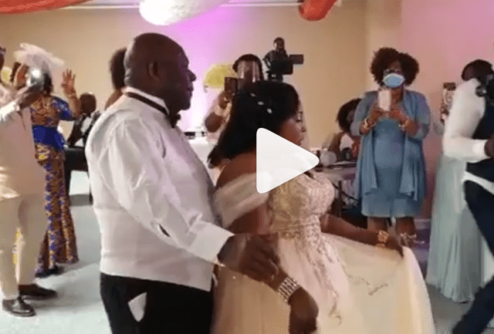 Kyeiwaa dances with her husband at her wedding ceremony Kyeiwaa dances with her husband at her wedding ceremony