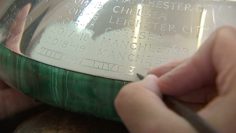 Liverpool’s name engraved on Premier League trophy