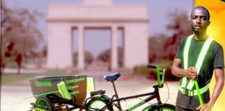 Ghanaian invents sweeping bike