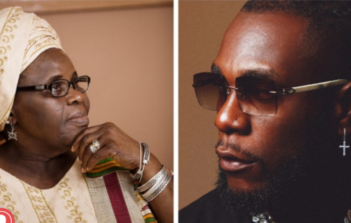 L-R: Ama Ata Aidoo and Burna Boy L-R: Ama Ata Aidoo and Burna Boy