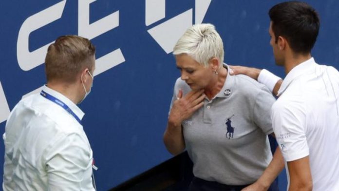 A remorseful Djokovic instantly apologised to the line judge and checked on her condition while she received treatment A remorseful Djokovic instantly apologised to the line judge and checked on her condition while she received treatment