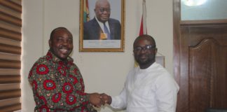Sports Minister Isaac Asiamah with GFA boss Kurt Okraku